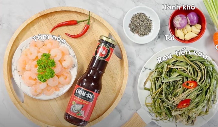 Nguyên liệu làm rau tiến vua xào tôm nõn